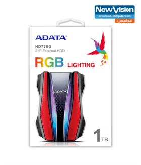 ADATA, HD770, Lighting RGB, 1TB, Anti-Shock, External, USB Hard Disk Drive, AHD770-1TU32G1-CRD