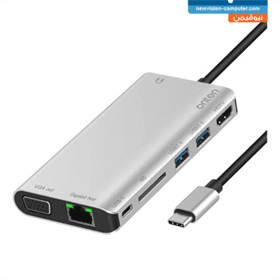 Onten (OT-9591B) Type C multi-function dock ststion 8 In 1 Type C Hub Adapter With 1Gbps Ethernet, 4K HDMI, VGA, PD Charging, 2 USB3.0, 3.55mm Audio, SD Card Reader For MacBook Pro And Other Type C